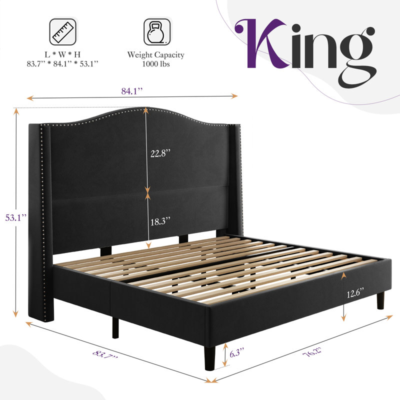 Latitude Run® Resmondo Upholstered Wingback Bed | Wayfair